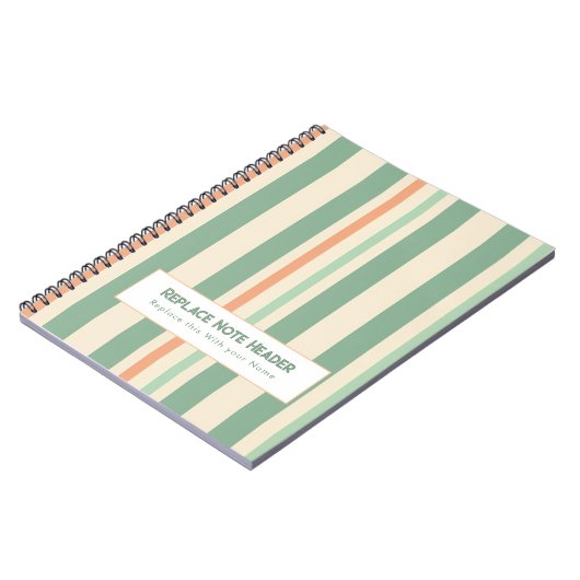 Personalized Vertical Stripe Green Orange Notitieboek (Linkerzijde)