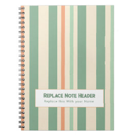 Personalized Vertical Stripe Green Orange Notitieboek