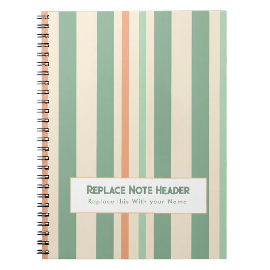 Personalized Vertical Stripe Green Orange Notitieboek (Voorkant)