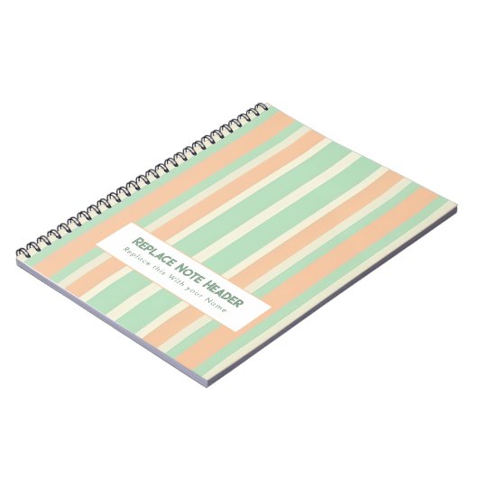Personalized Vertical Stripe Green Orange Notitieboek (Linkerzijde)