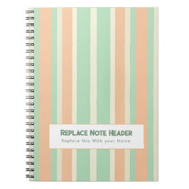 Personalized Vertical Stripe Green Orange Notitieboek
