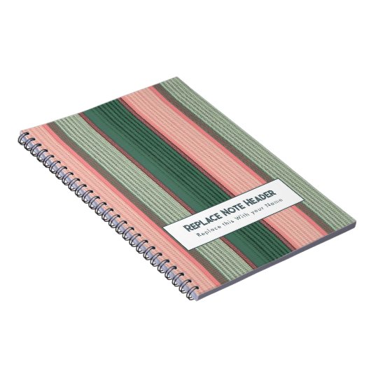 Personalized Vertical Stripe Green Pink Notitieboek (Rechterzijde)