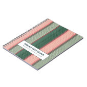 Personalized Vertical Stripe Green Pink Notitieboek (Linkerzijde)