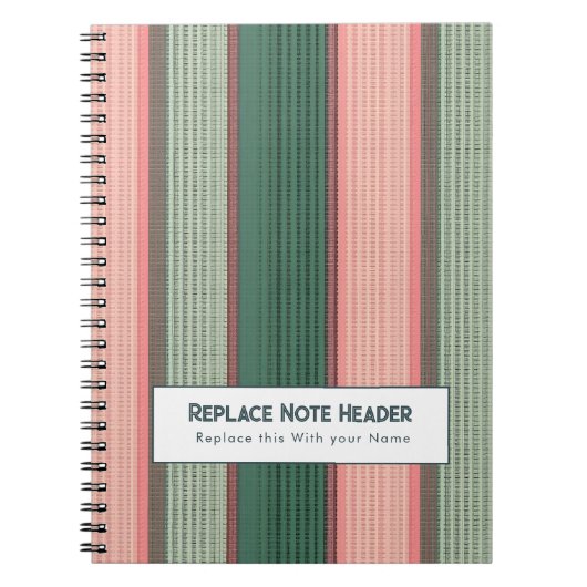 Personalized Vertical Stripe Green Pink Notitieboek (Voorkant)
