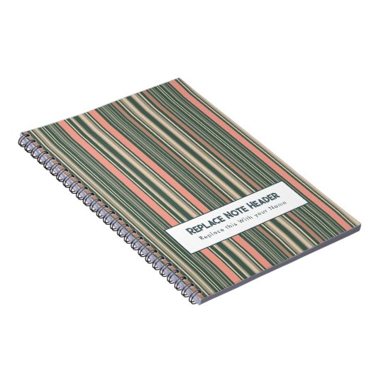 Personalized Vertical Stripe Teal Pink Notitieboek (Rechterzijde)
