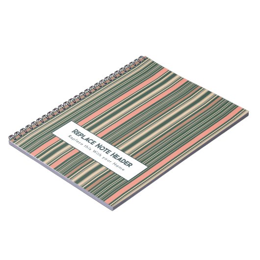 Personalized Vertical Stripe Teal Pink Notitieboek (Linkerzijde)