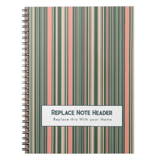 Personalized Vertical Stripe Teal Pink Notitieboek (Voorkant)