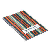 Personalized Vertical Stripe Teal Rust Notitieboek (Rechterzijde)