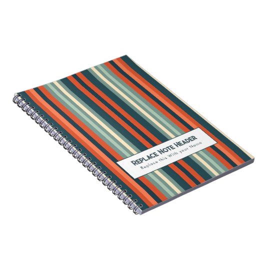 Personalized Vertical Stripe Teal Rust Notitieboek (Rechterzijde)