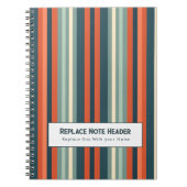 Personalized Vertical Stripe Teal Rust Notitieboek (Voorkant)
