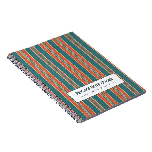 Personalized Vertical Stripe Teal Rust Notitieboek (Rechterzijde)