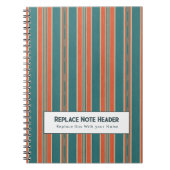 Personalized Vertical Stripe Teal Rust Notitieboek (Voorkant)