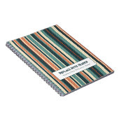 Personalized Vertical Stripe Teal Rust Notitieboek (Rechterzijde)
