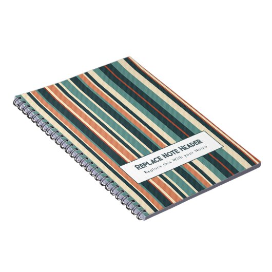 Personalized Vertical Stripe Teal Rust Notitieboek (Rechterzijde)