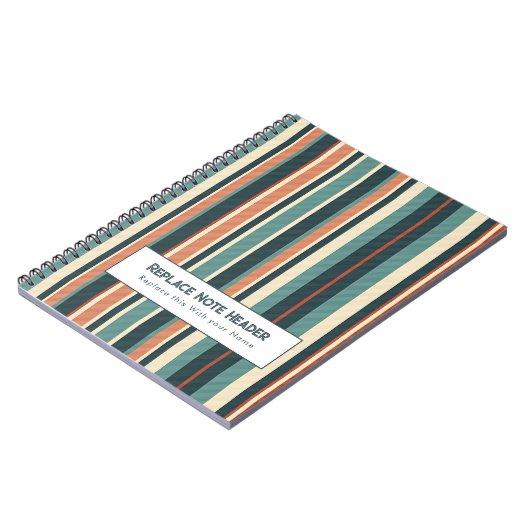 Personalized Vertical Stripe Teal Rust Notitieboek (Linkerzijde)