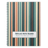 Personalized Vertical Stripe Teal Rust Notitieboek (Voorkant)