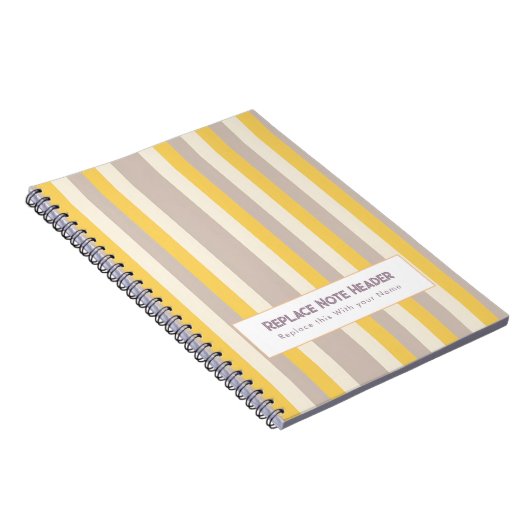 Personalized Vertical Stripe Yellow Lavender Notitieboek (Rechterzijde)