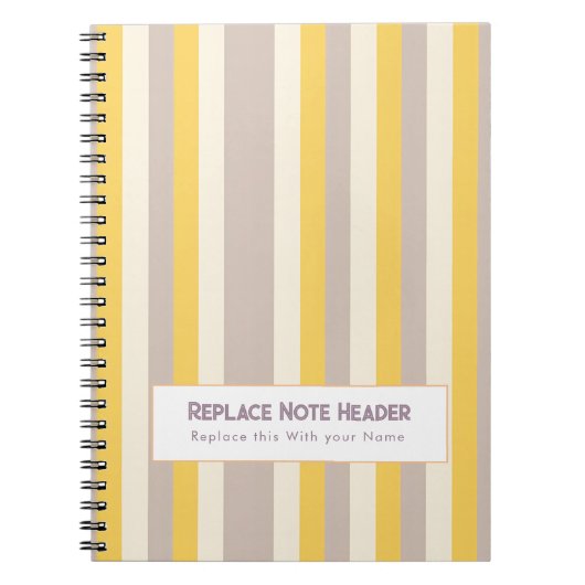 Personalized Vertical Stripe Yellow Lavender Notitieboek (Voorkant)