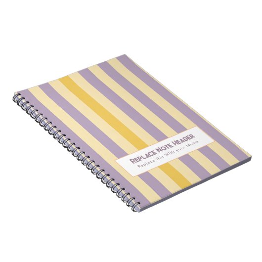 Personalized Vertical Stripe Yellow Lavender Notitieboek (Rechterzijde)