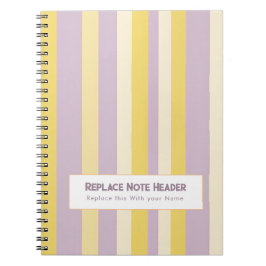 Personalized Vertical Stripe Yellow Lavender Notitieboek