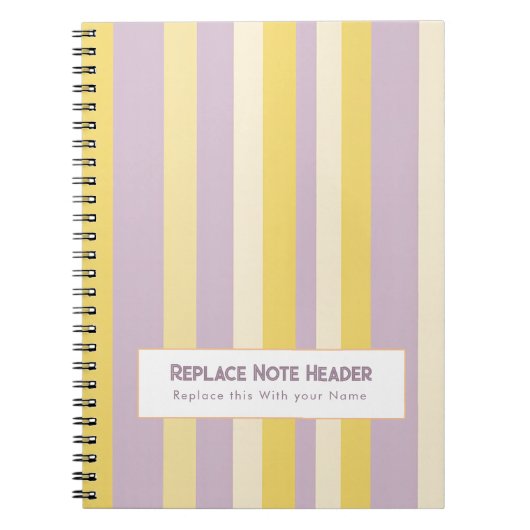 Personalized Vertical Stripe Yellow Lavender Notitieboek (Voorkant)