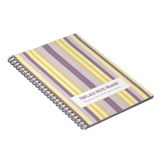 Personalized Vertical Stripe Yellow Lavender Notitieboek (Rechterzijde)