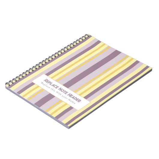 Personalized Vertical Stripe Yellow Lavender Notitieboek (Linkerzijde)