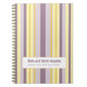 Personalized Vertical Stripe Yellow Lavender Notitieboek (Voorkant)