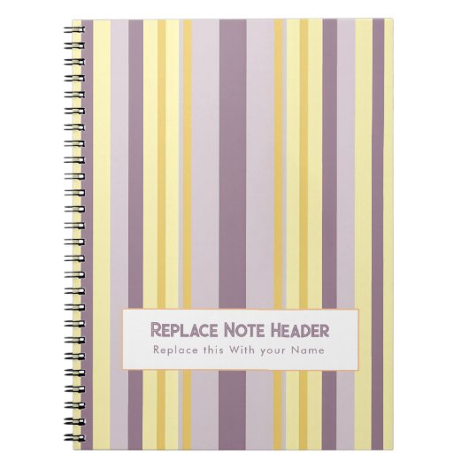 Personalized Vertical Stripe Yellow Lavender Notitieboek (Voorkant)
