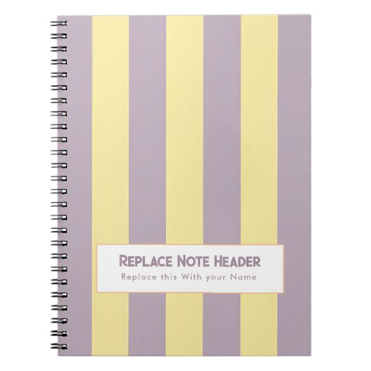 Personalized Vertical Stripe Yellow Lavender Notitieboek (Voorkant)