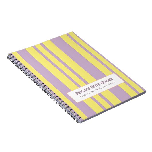 Personalized Vertical Stripe Yellow Lavender Notitieboek (Rechterzijde)