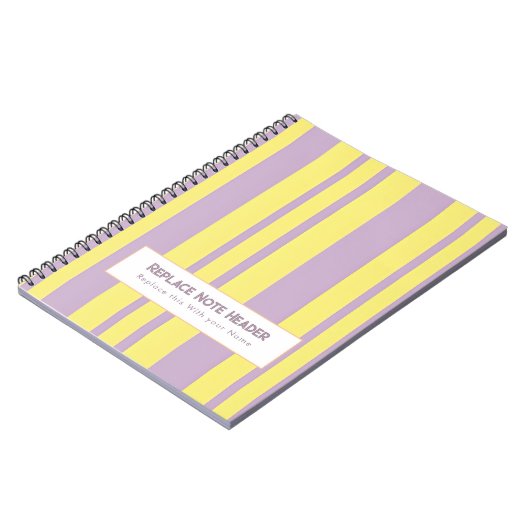 Personalized Vertical Stripe Yellow Lavender Notitieboek (Linkerzijde)