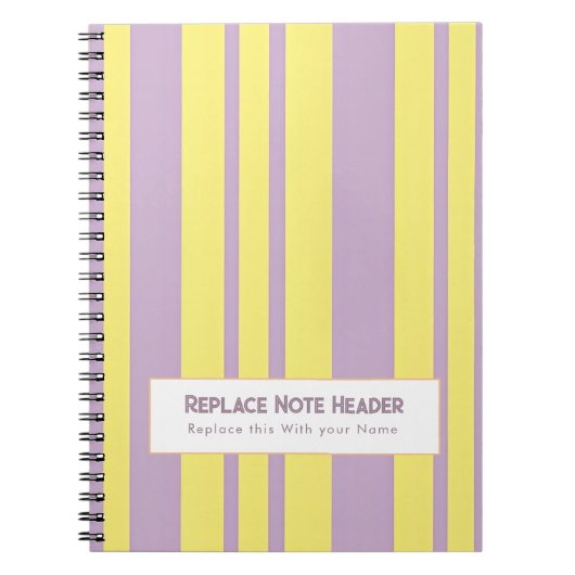 Personalized Vertical Stripe Yellow Lavender Notitieboek (Voorkant)