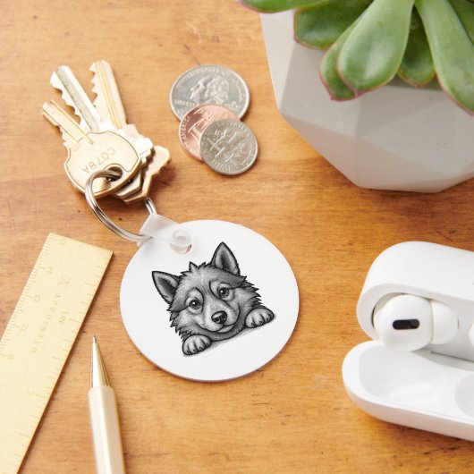 Personalized Veterinarian Husky Sketch Sleutelhanger (Bureau)