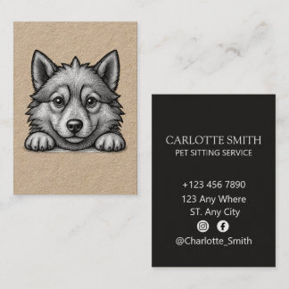 Personalized Veterinarian Husky Sketch Visitekaartje