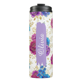 Personalized Vibrant Floral 16oz Thermal Thermosbeker