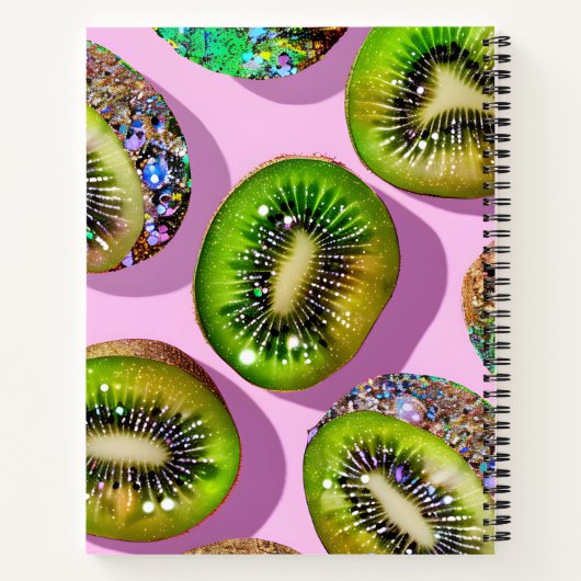 Personalized Vibrant Glitter Kiwi Pop Art Design Notitieboek (Achterkant)