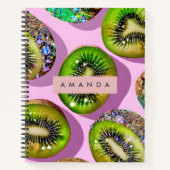 Personalized Vibrant Glitter Kiwi Pop Art Design Notitieboek (Voorkant)