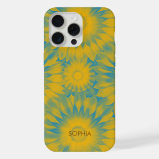 Personalized Vibrant Sunflower Tie-Dye Art iPhone 15 Pro Max Case