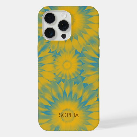 Personalized Vibrant Sunflower Tie-Dye Art iPhone Hoesje (Achterkant)