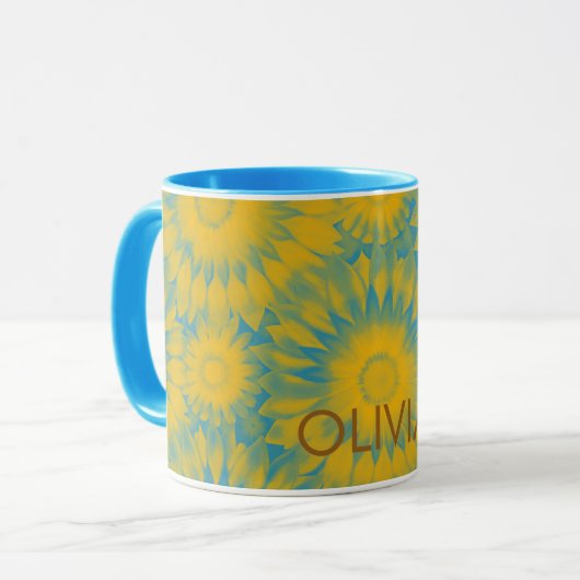 Personalized Vibrant Sunflower Tie-Dye Art Mok (Voorkant links)
