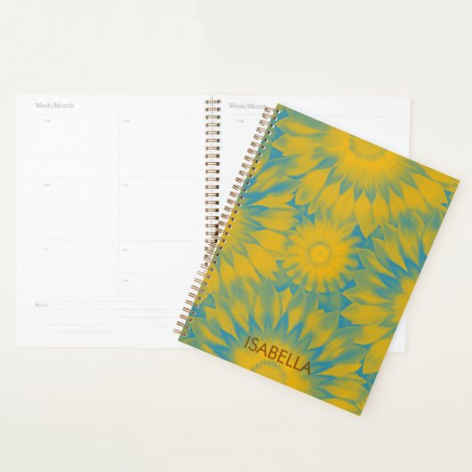 Personalized Vibrant Sunflower Tie-Dye Art Planner (Display)