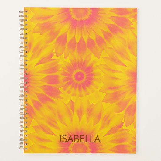 Personalized Vibrant Sunflower Tie-Dye Art Planner (Voorkant)