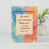 Personalized Vibrant Watercolor Beach Invitation Kaart (Staand voorkant)