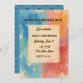 Personalized Vibrant Watercolor Beach Invitation Kaart (Voorkant / Achterkant)