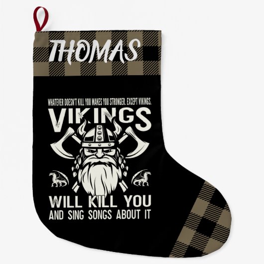 Personalized Vikings Will Kill You And Sing Songs Grote Kerstsok (Voorkant)