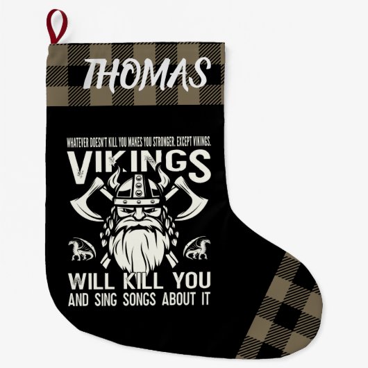 Personalized Vikings Will Kill You And Sing Songs Grote Kerstsok (Voorkant)