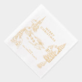 Personalized Village in Winter Christmas Gold Folie Servetten (Rechts)
