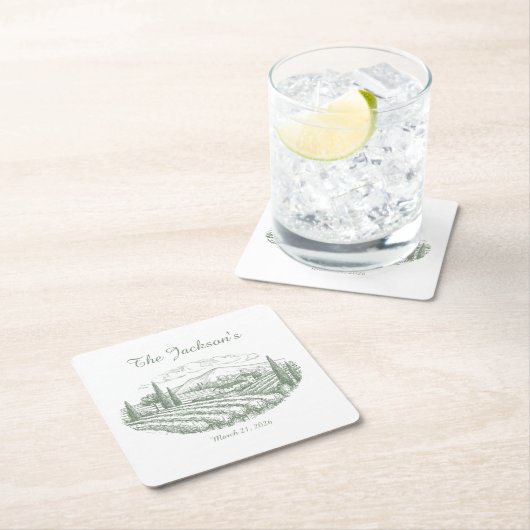 Personalized Vineyard Wedding Coasters Kartonnen Onderzetters (Insitu)
