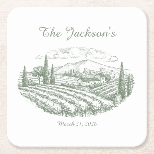 Personalized Vineyard Wedding Coasters  Kartonnen Onderzetters (Voorkant)